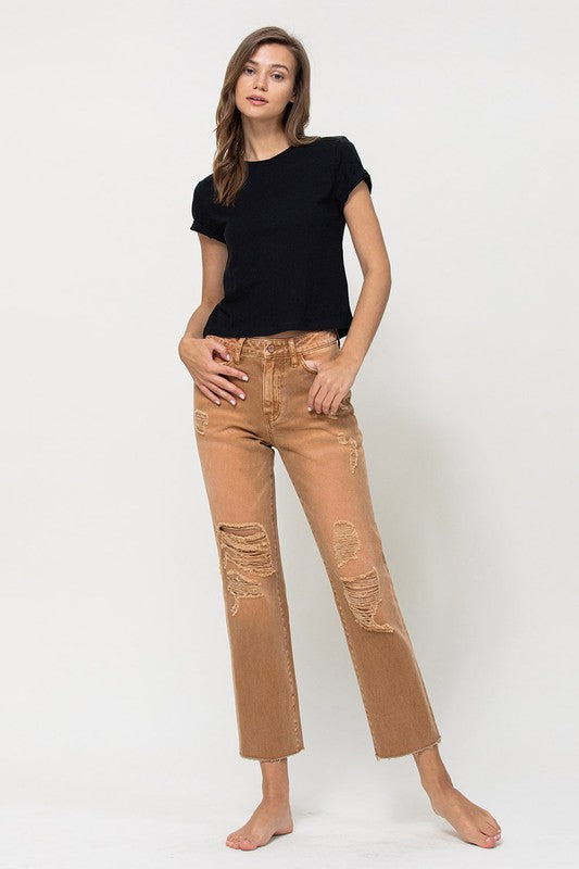 High-RIse Straight Crop Jeans