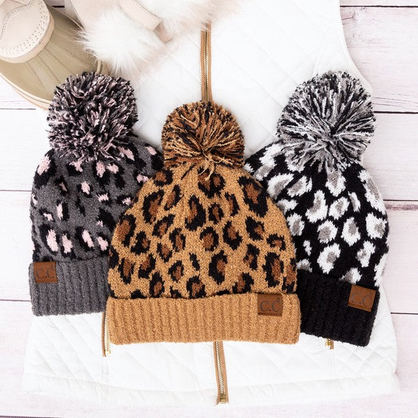 CC Leopard Pom Beanie