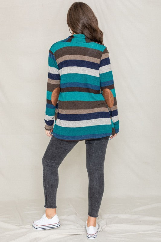 Stripe Elbow Patch Cardigan