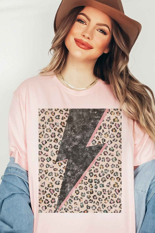 LEOPARD LIGHTNING GRAPHIC PLUS SIZE TEE / T-SHIRT