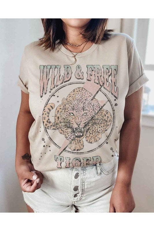 WILD AND FREE TIGER GRAPHIC OVERSIZED TEE T-SHIRT