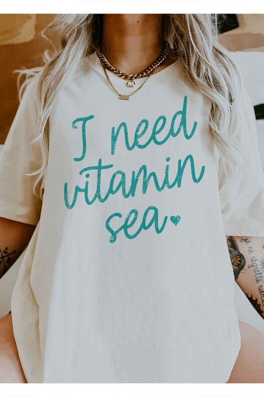 I NEED VITAMIN SEA GRAPHIC PLUS SIZE TEE