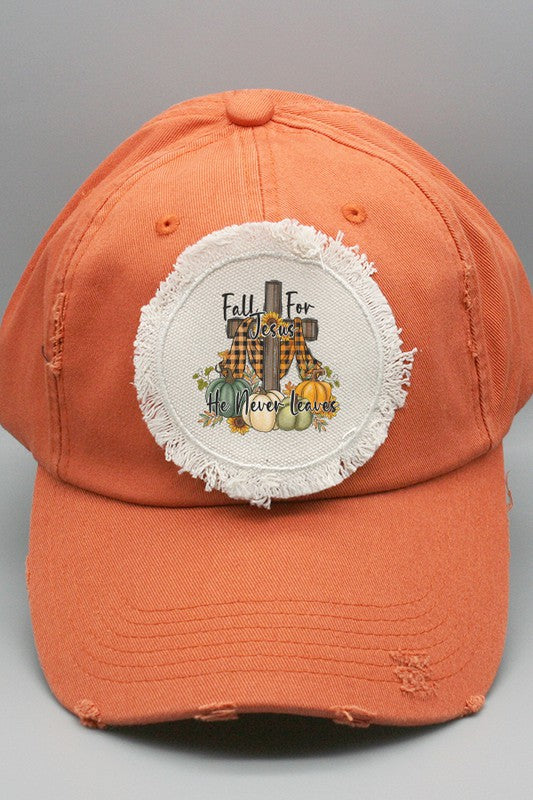 Fall For Jesus Never Leaves Patch Hat