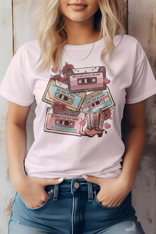 Retro Music Tape, Western Valentine Graphic Tee