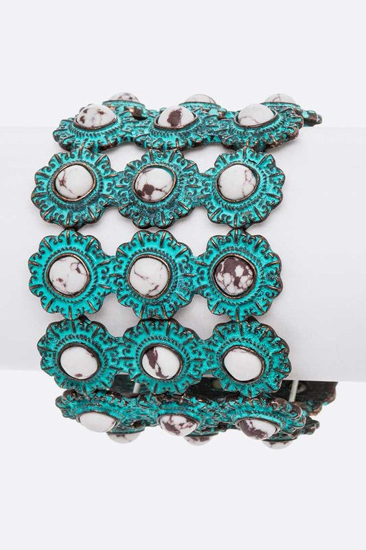 Mix Tone Stone Embellished Western Bracelet