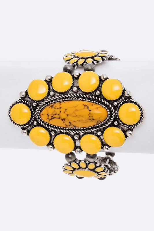 Stone Western Oversize Stretch Bracelet