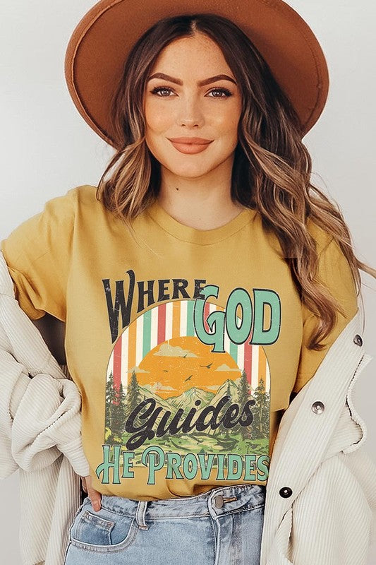 God Guides Provides Christian Graphic T Shirts