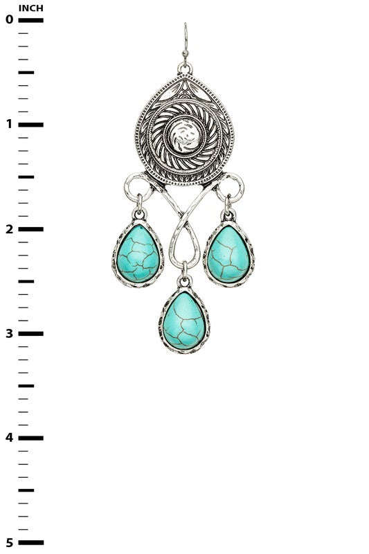 Stone Drop Chandelier Western Earrings