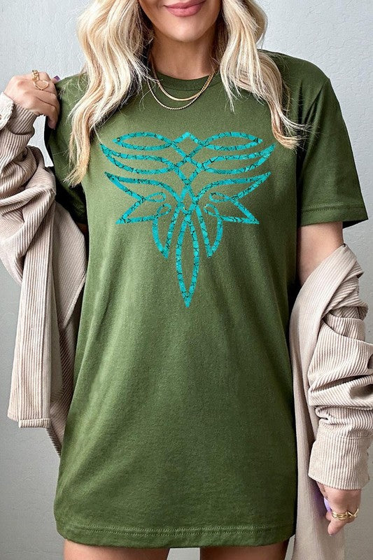 Turquoise Boot Stitch Graphic T Shirts