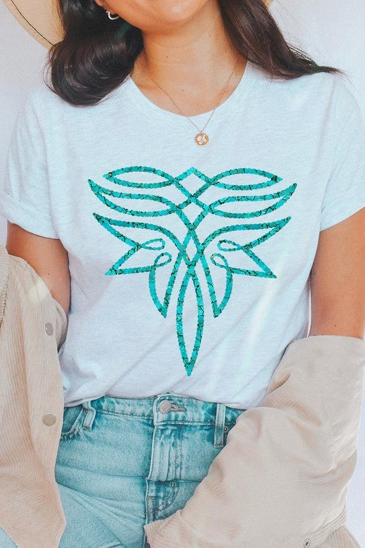 Turquoise Boot Stitch Graphic T Shirts