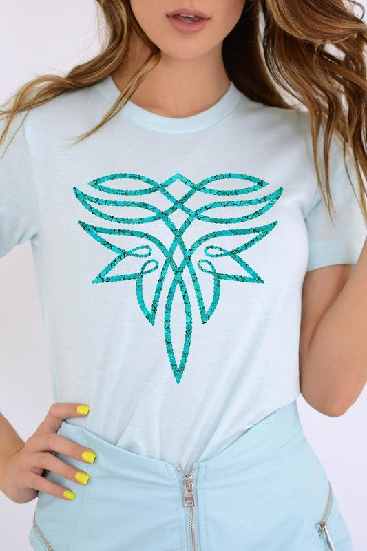 Turquoise Boot Stitch Graphic T Shirts