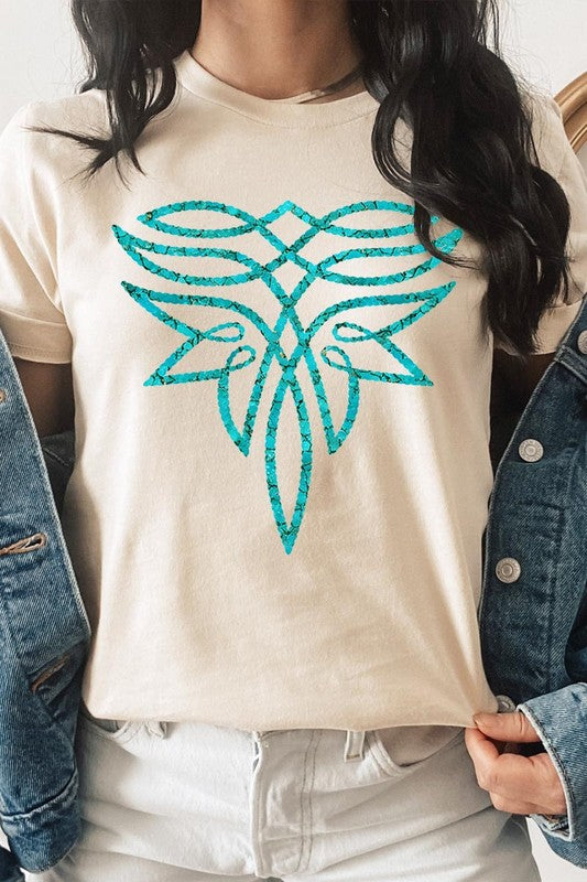 Turquoise Boot Stitch Graphic T Shirts