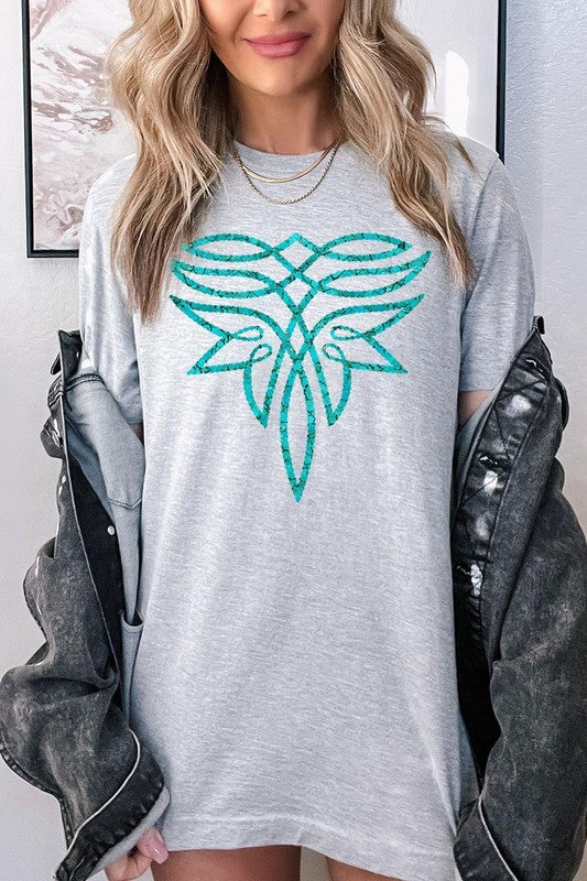 Turquoise Boot Stitch Graphic T Shirts