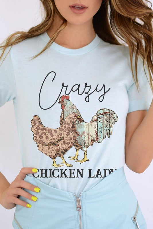 Crazy Chicken Lady Graphic T Shirts