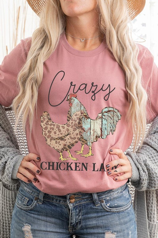 Crazy Chicken Lady Graphic T Shirts