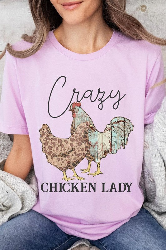 Crazy Chicken Lady Graphic T Shirts