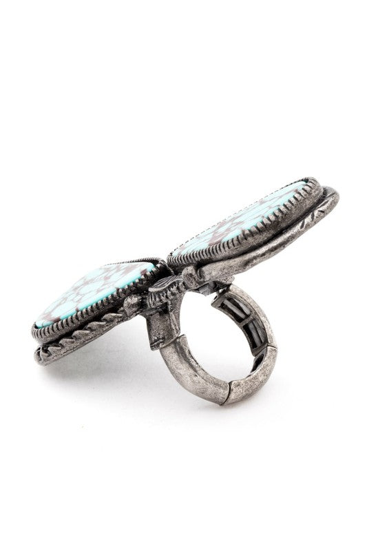 Oversize Vintage Stone Western Stretch Ring