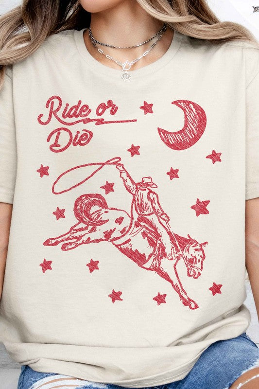 RIDE OR DIE WESTERN COWBOY GRAPHIC TEE