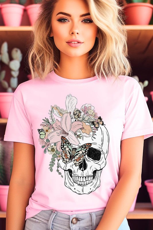 Floral Skull Graphic Tee