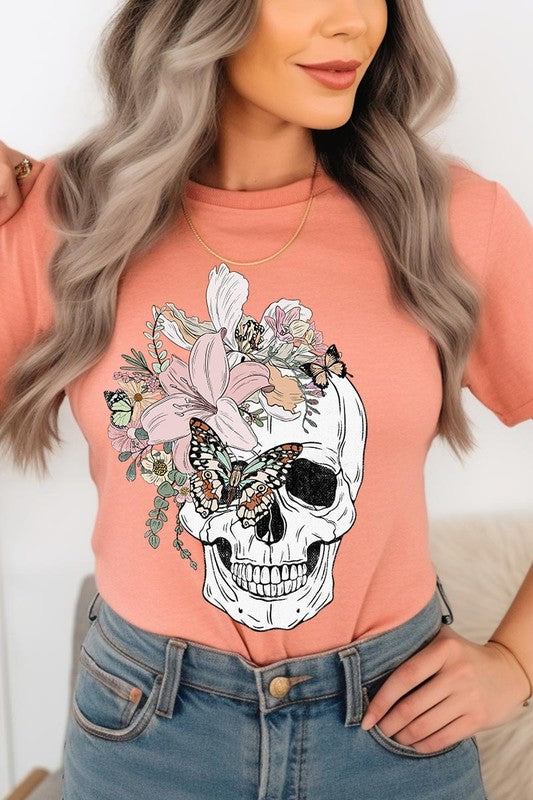 Floral Skull Graphic Tee