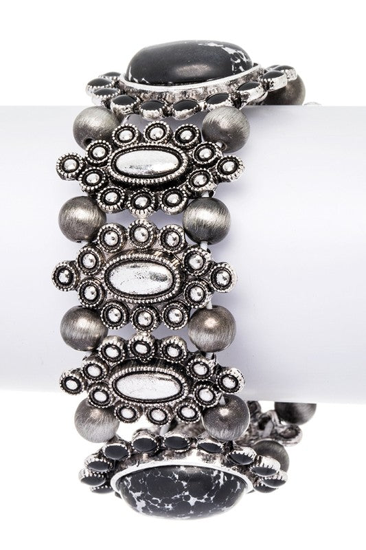 Pressed Stone Western Stretch Bracelet