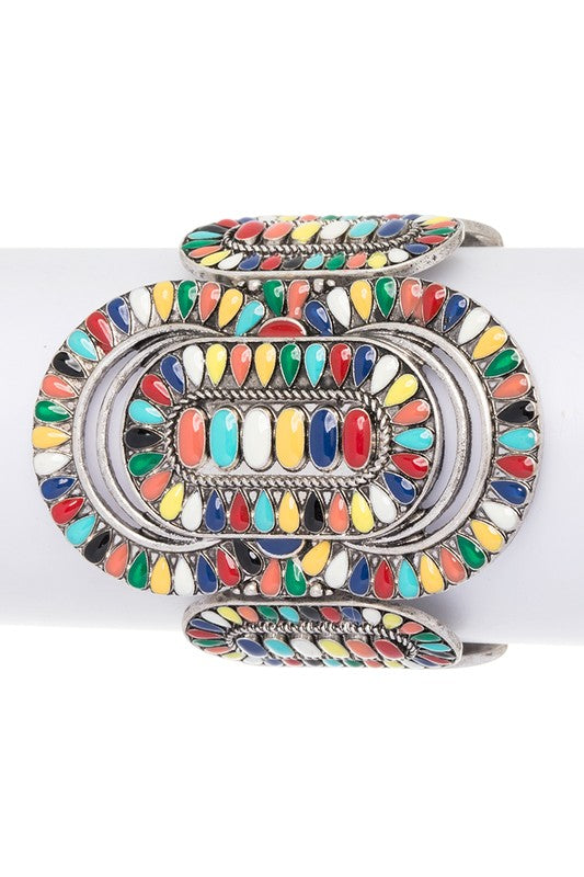 Western Enamel Oversize Stretch Bracelet