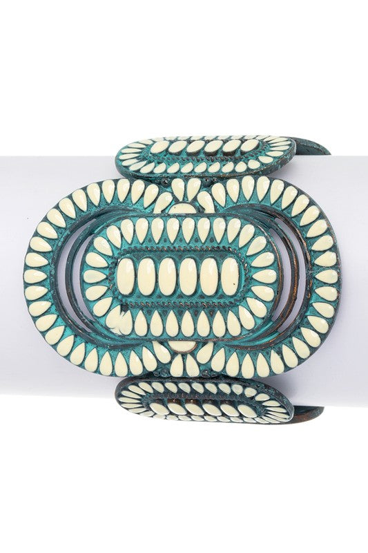 Western Enamel Oversize Stretch Bracelet