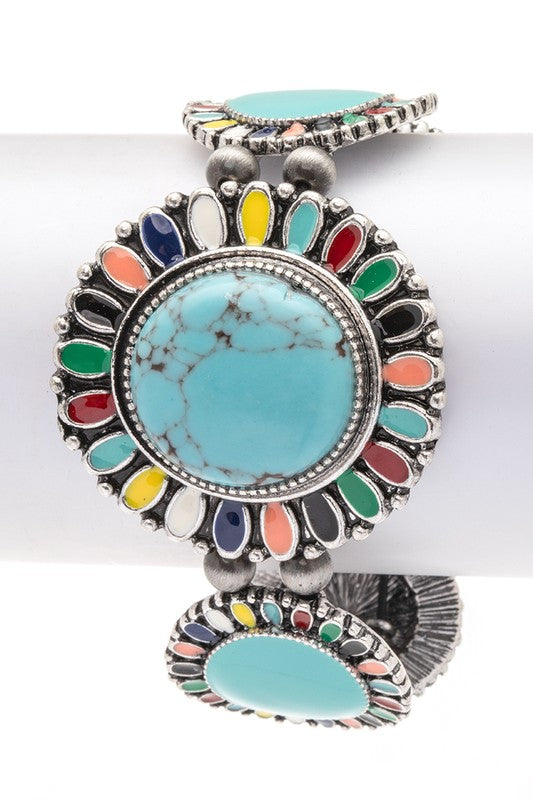 Compressed Stone Western Boho Stretch Bracelet