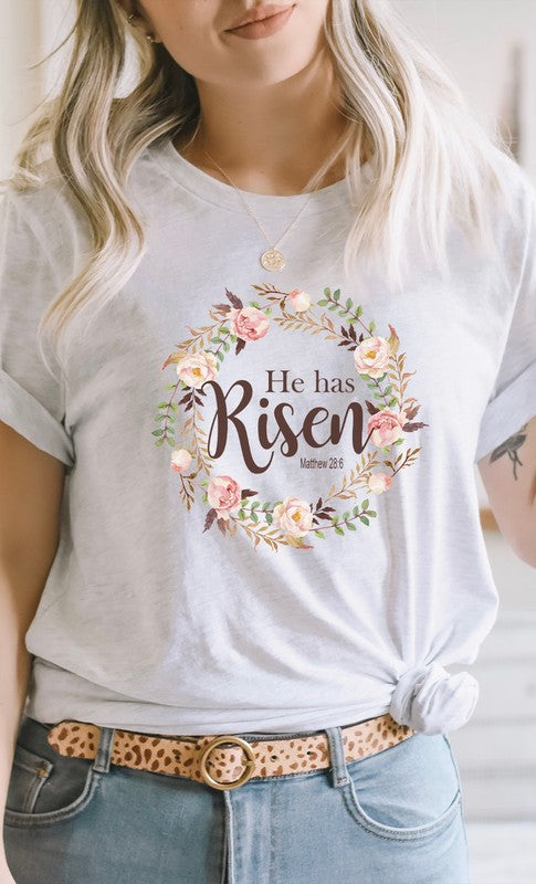 Floral He Has Risen Easter PLUS Graphic Tee