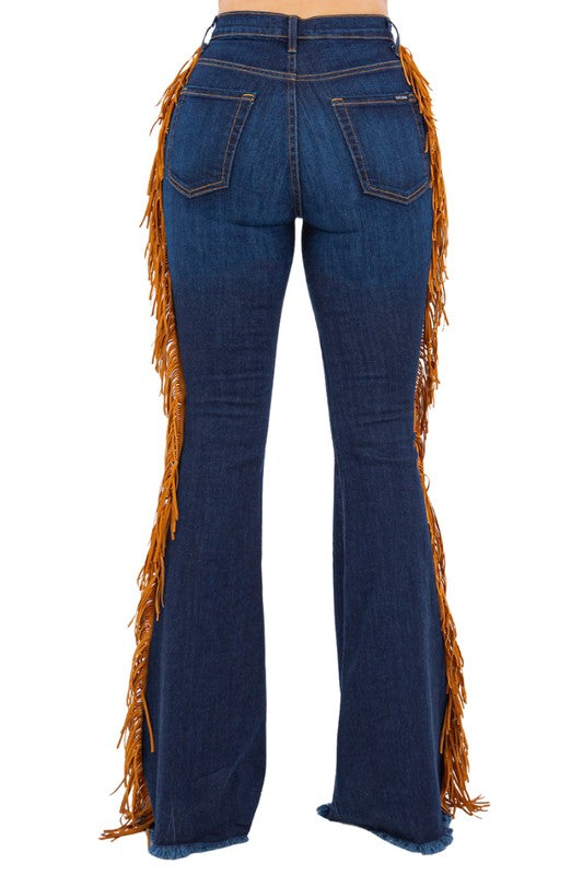 Fringe Bell Bottom in Dark Blue