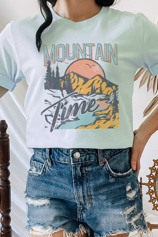 Mountain Time River Sunrise Summer Graphic Tee