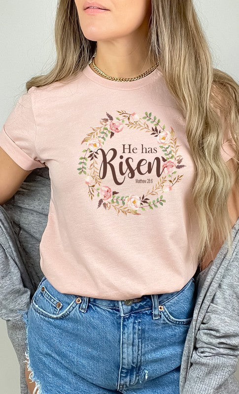 Floral He Has Risen Easter PLUS Graphic Tee