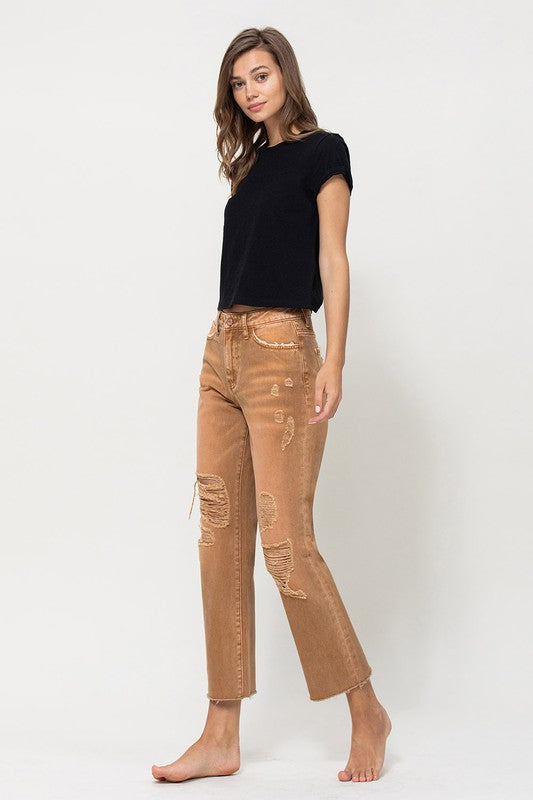 High-RIse Straight Crop Jeans