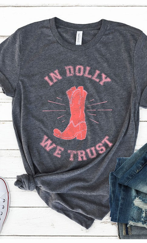 Retro In Dolly We Trust Boot Graphic Tee PLUS