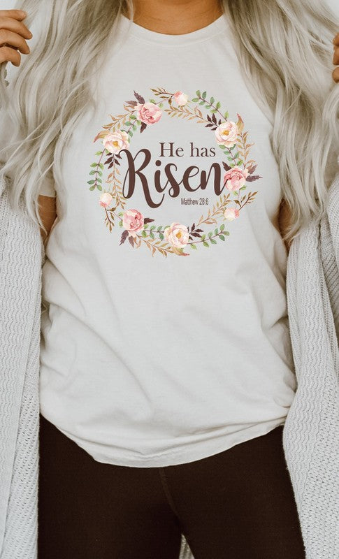 Floral He Has Risen Easter PLUS Graphic Tee