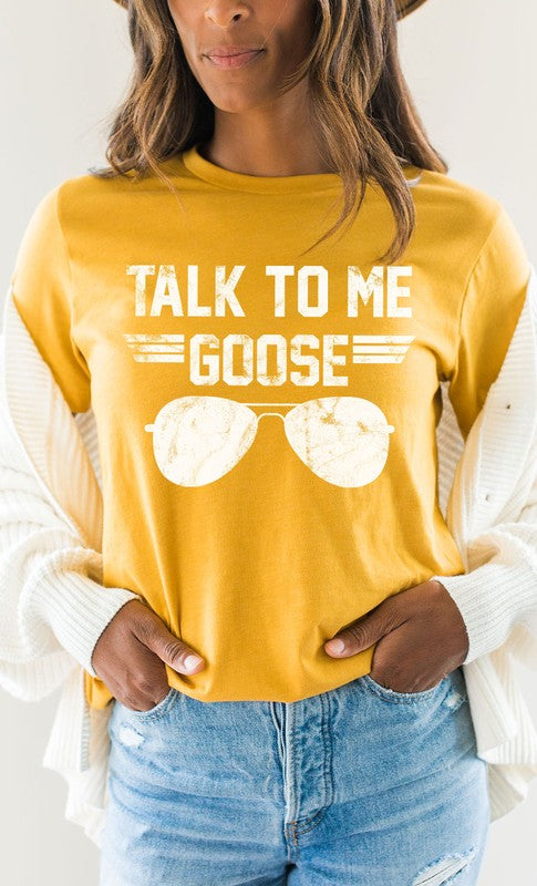 Talk to Me Goose White Ink Graphic Tee