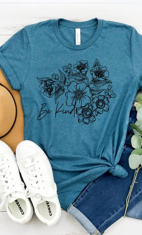 Be Kind Floral Boho Graphic Tee PLUS